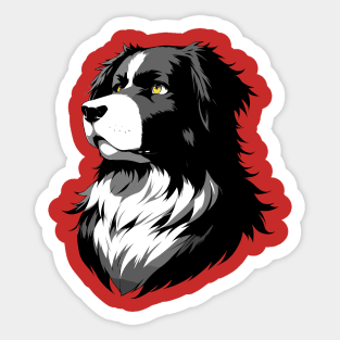 Stunning and Cool Caucasian Shepherd Dog Monochrome and Gold Portrait for Father's Day Sticker